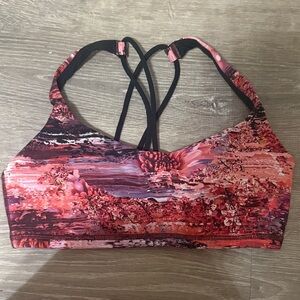 Lulu Free to Be Pink Patterned Sports Bra